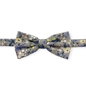 Stone Gray Floral Pre-Tied Boys Bow Tie